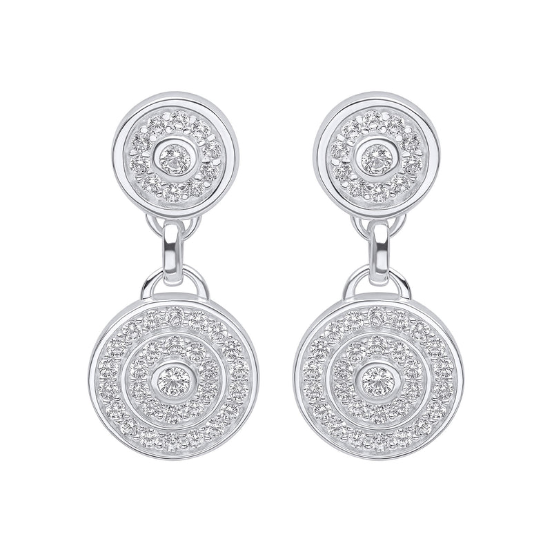 Beginnings Channel Set Circular Drop Earrings