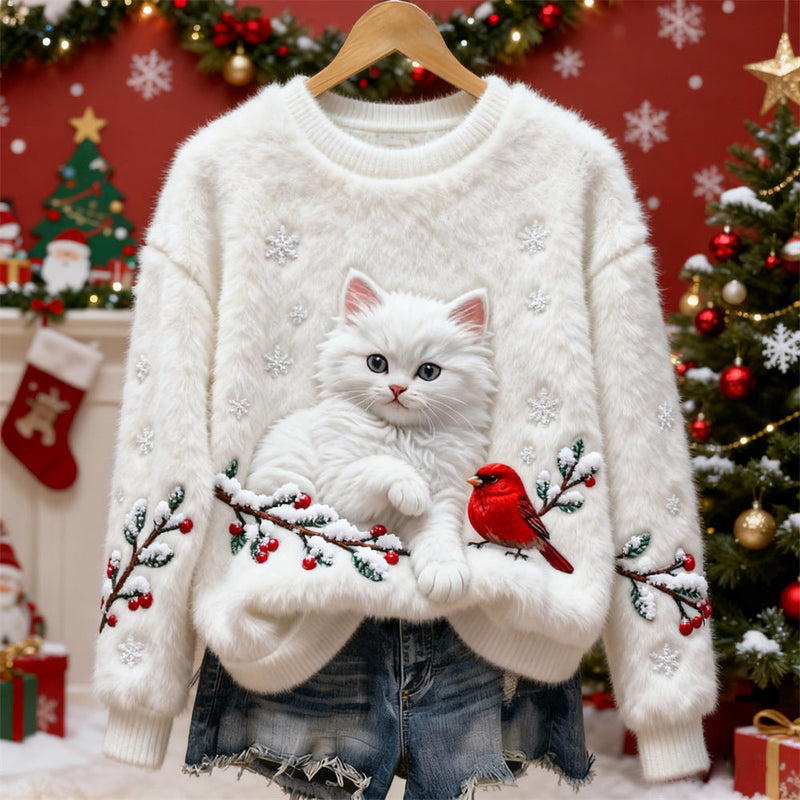Women's Christmas Crew-neck Patterned Top