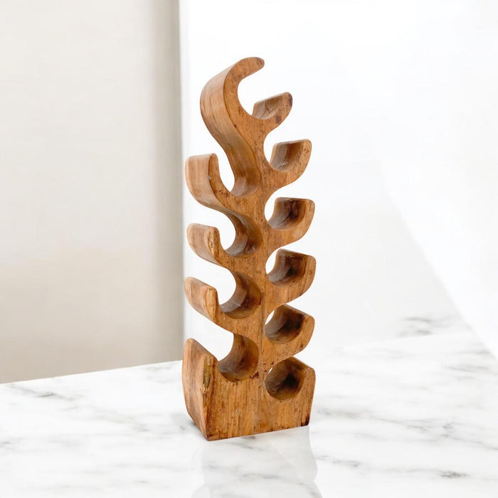 10 BOTTLE HAND CARVED WINE RACK