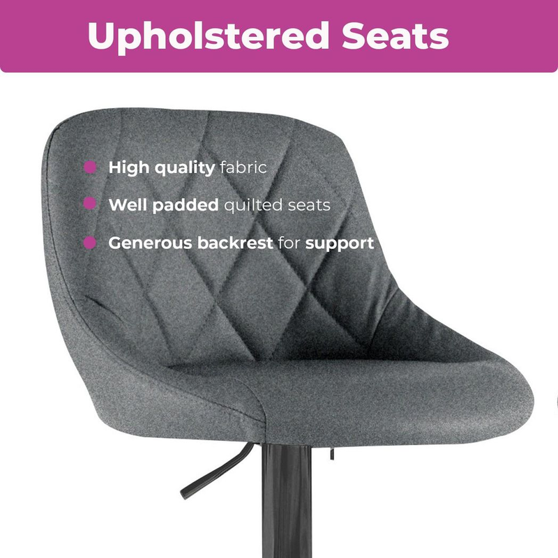 Neo Set of Two Dark Grey Fabric Bar Stools