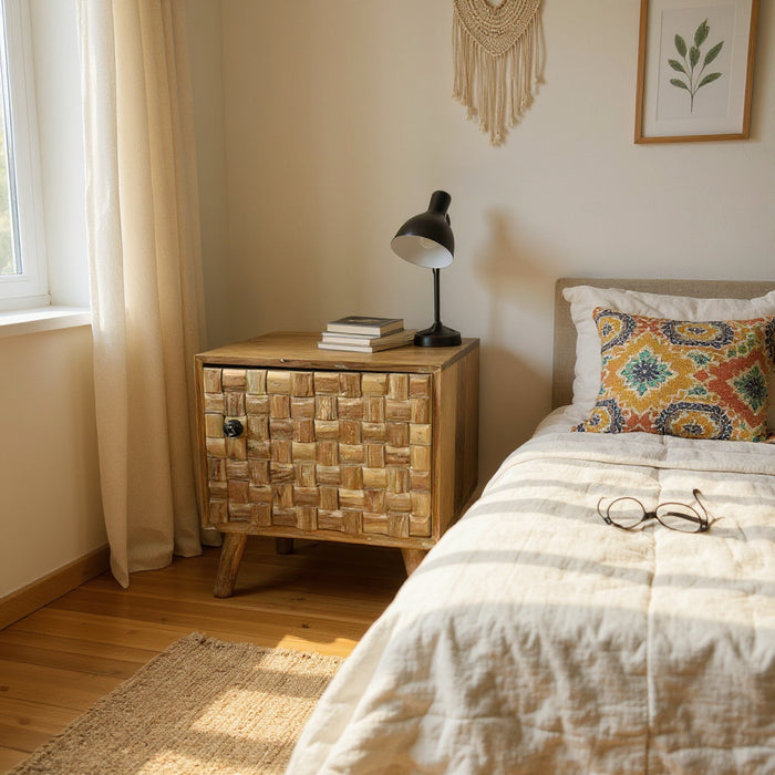 47CM WOODEN BEDSIDE CABINET