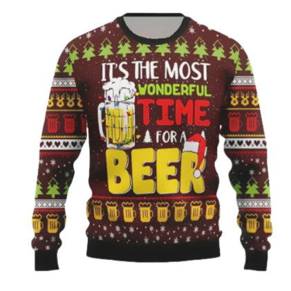 Men And Women Digital Printing Christmas Round Neck Sweater Tops