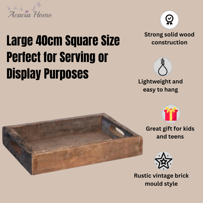 40CM RECLAIMED SQUARE WOODEN TRAY