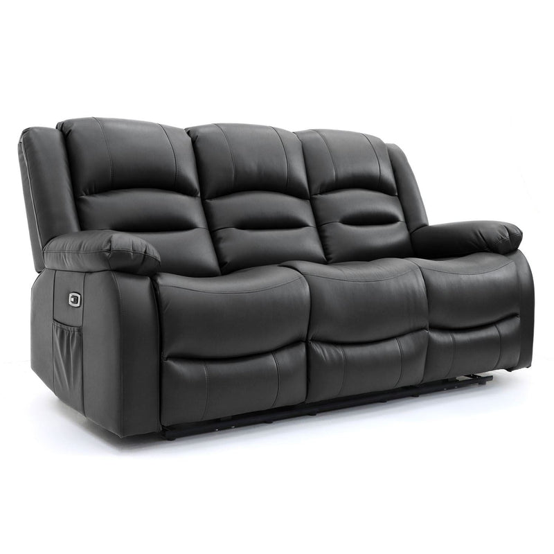 Alva Black 3 Seater Electric Recliner Sofa: USB, Cupholders & Storage
