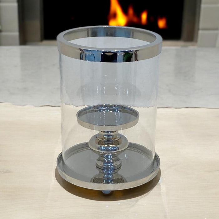 22CM NICKEL PLATED HURRICANE CANDLE HOLDER