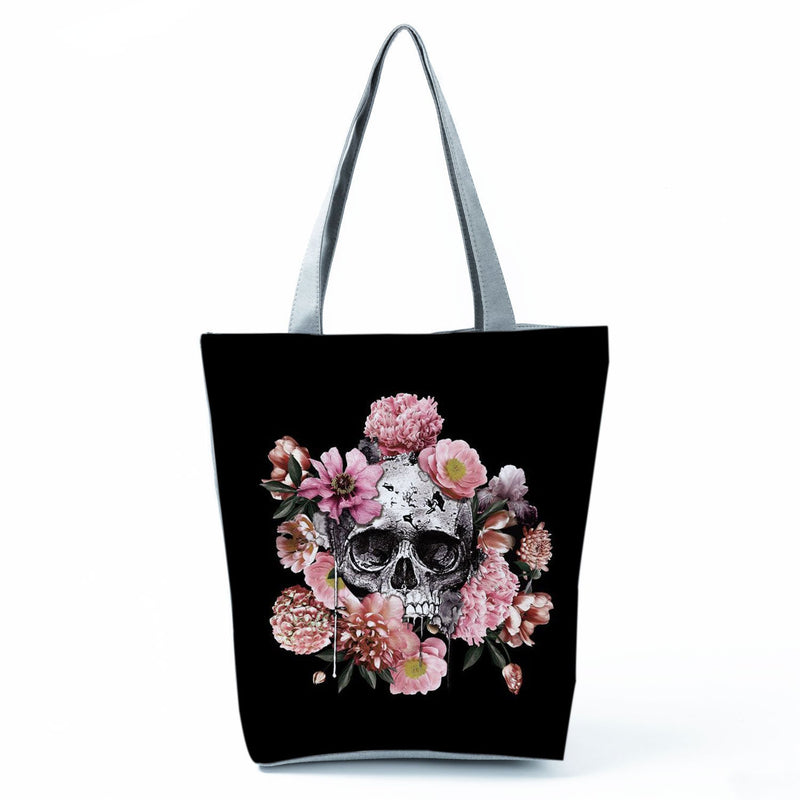 Portable Large Capacity Skull Printed Handbag