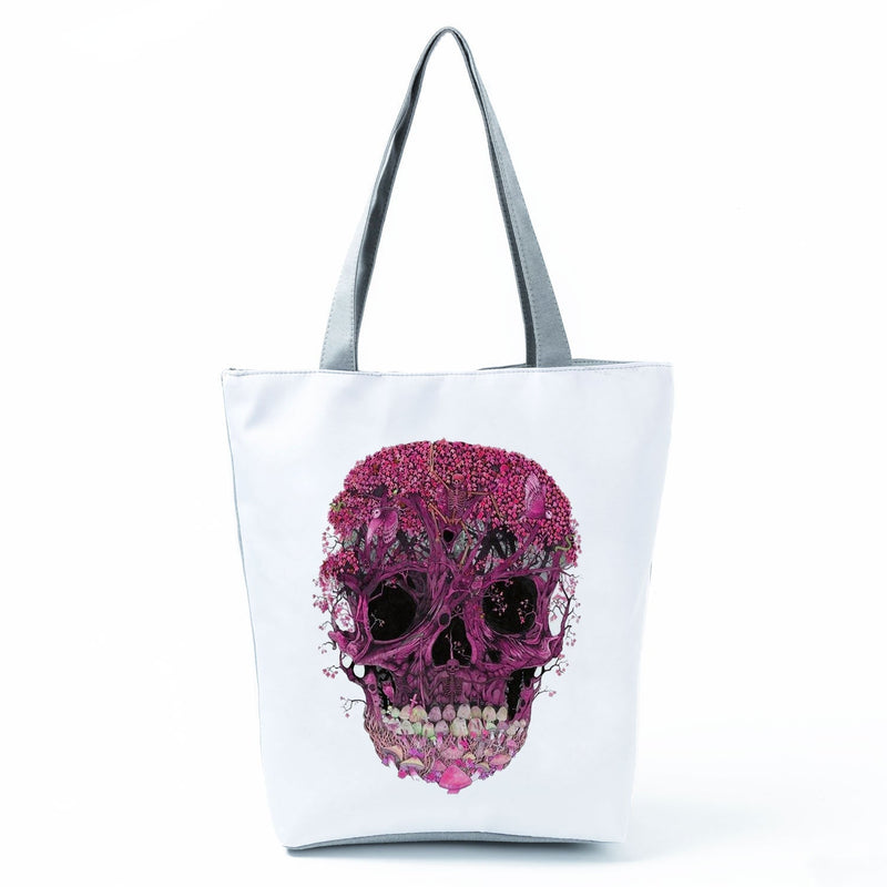 Portable Large Capacity Skull Printed Handbag