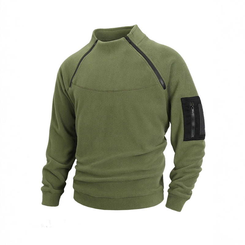 Men's Premium Coral Fleece Pullover Coat - Stand Collar Long Sleeve Winter Jacket