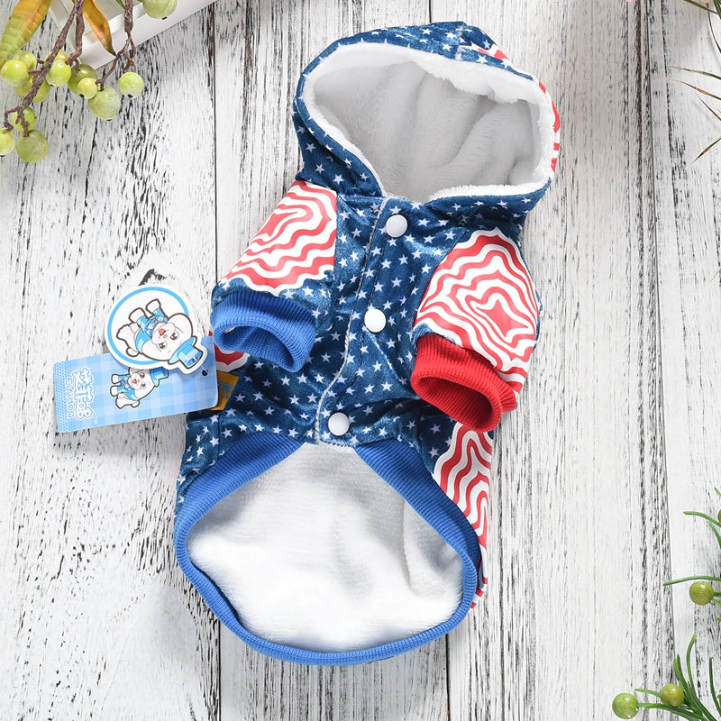 Printed Cotton Two-legged Teddy Bichon Autumn And Winter Pet Clothes