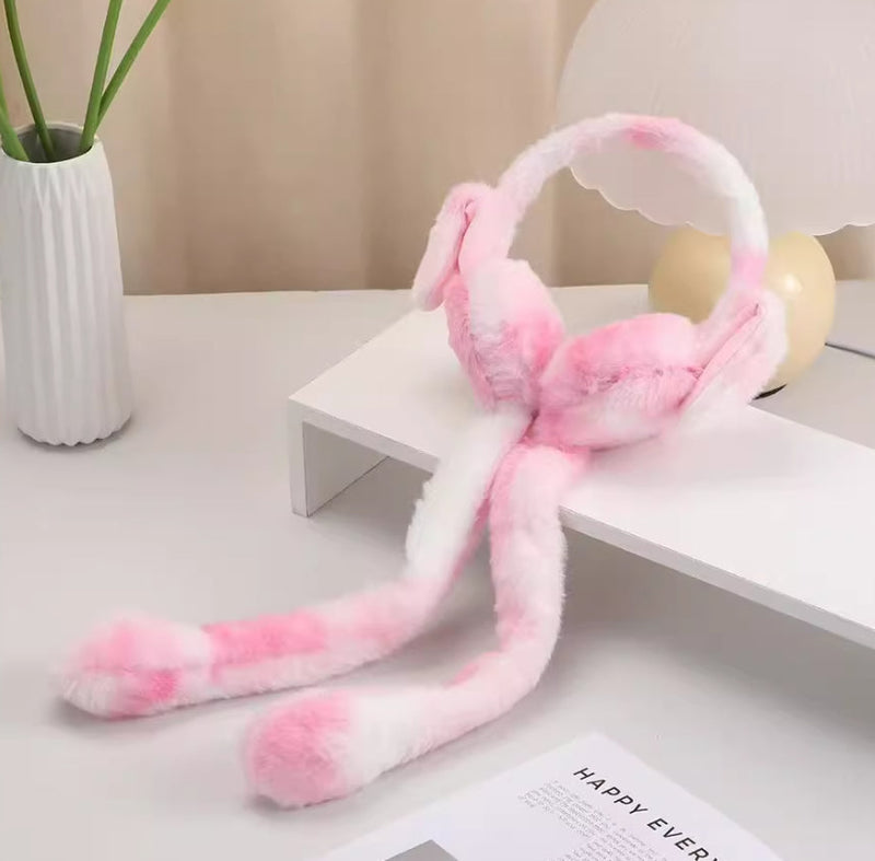 Cute Plush Airbag Movable Rabbit Earmuffs