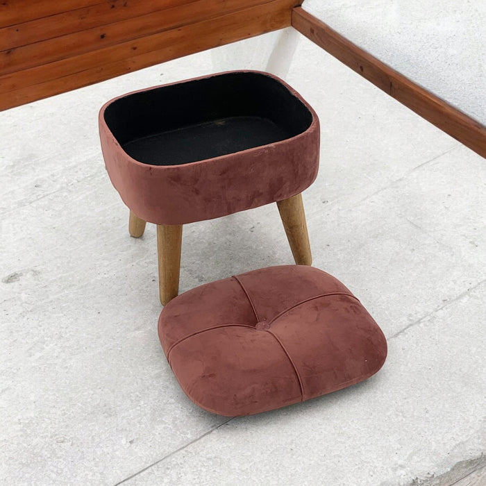 PINK WOODEN STOOL