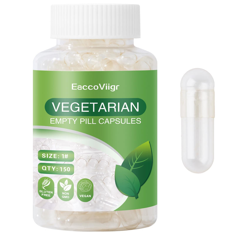 EaccoViigr Size 1 Empty Capsules - 150 Count Clear Vegetarian Capsule Kit