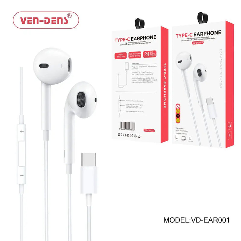 Type C Wired Earphone (VD-EAR001) White