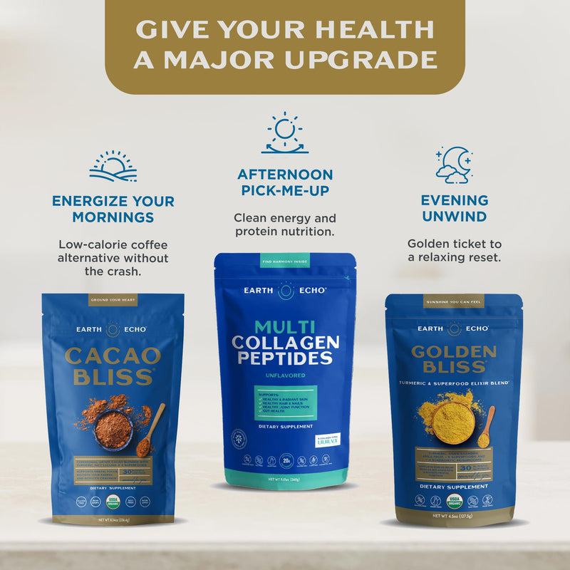 Earth Echo Golden Bliss - Golden Milk Powder with Turmeric and Ginger for Relaxation and Sleep | Organic, Vegan