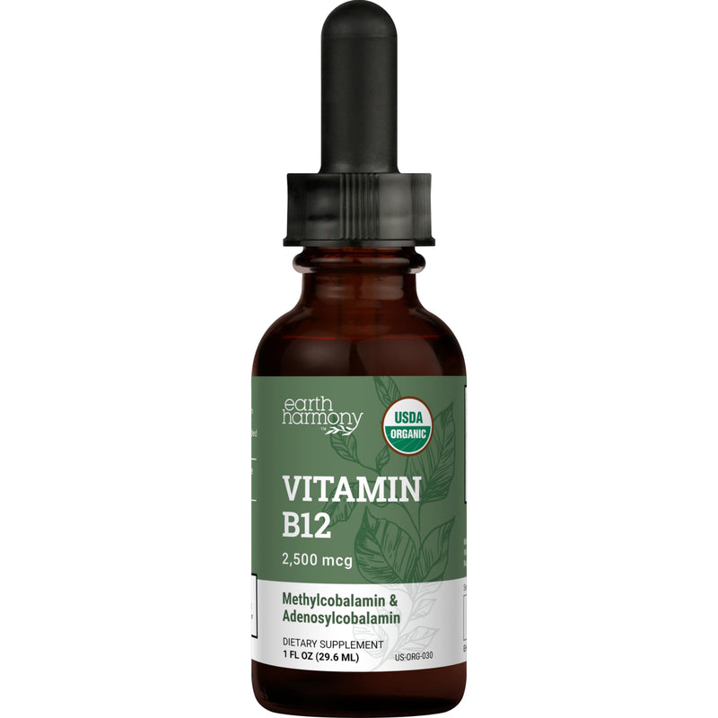 Earth Harmony Naturals Organic Vegan B12 Sublingual Liquid 2500mcg
