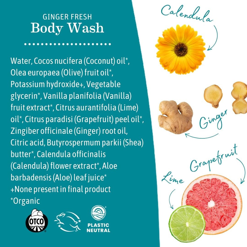 Earth Mama Ginger Fresh Foaming Hand Soap & All-Purpose Body Wash for Sensitive Skin | Castile Soap with Coconut Oil, Shea Butter, Calendula & Aloe | 5.3 oz
