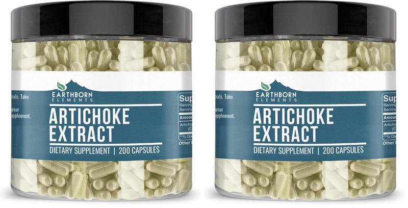 Earthborn Elements Artichoke Extract 200 Capsules – Pure & Undiluted, No Additives (Pack of 2)