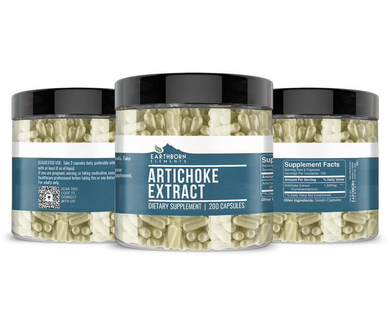 Earthborn Elements Artichoke Extract 200 Capsules – Pure & Undiluted, No Additives (Pack of 2)