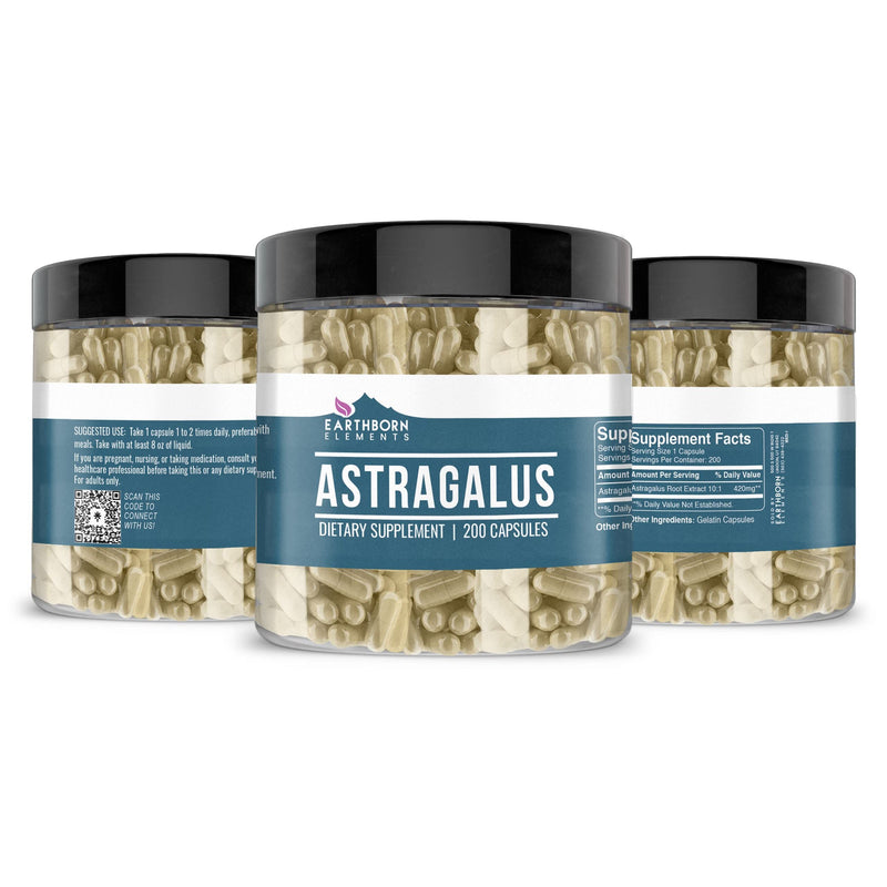 Earthborn Elements Astragalus Extract 200 Capsules – Pure, Undiluted, No Additives