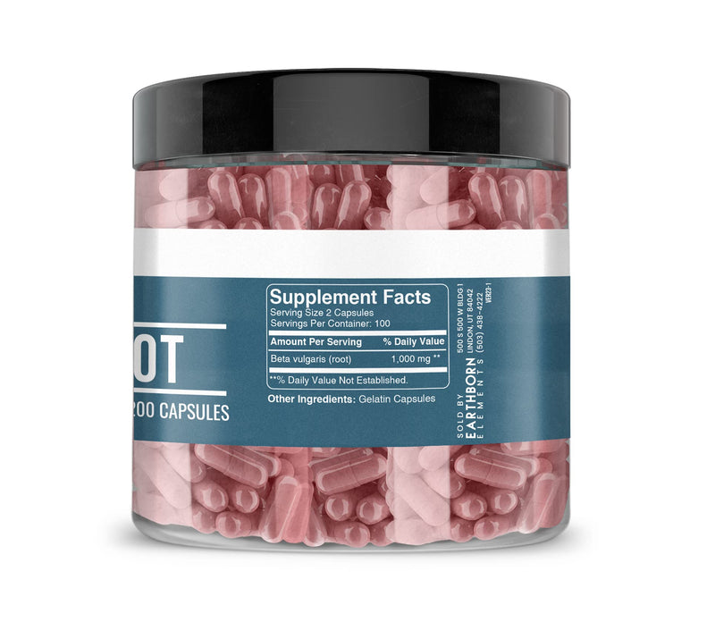 Earthborn Elements Beet Root Capsules – 200 Count per Bottle (Pack of 2) – Pure & Undiluted, No Additives
