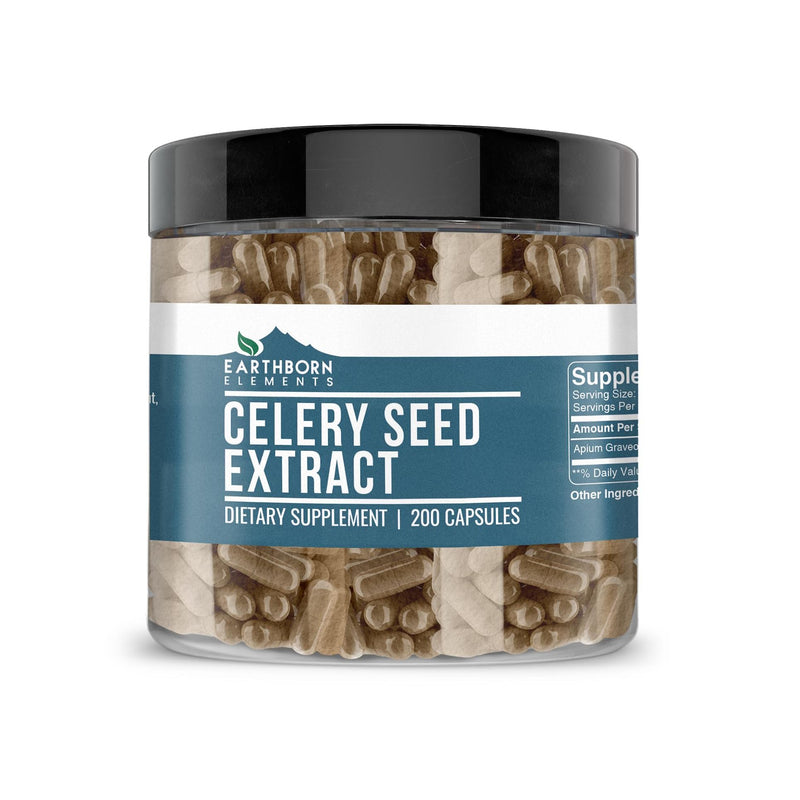 Earthborn Elements Celery Seed Extract 200 Capsules – Pure & Undiluted, No Additives