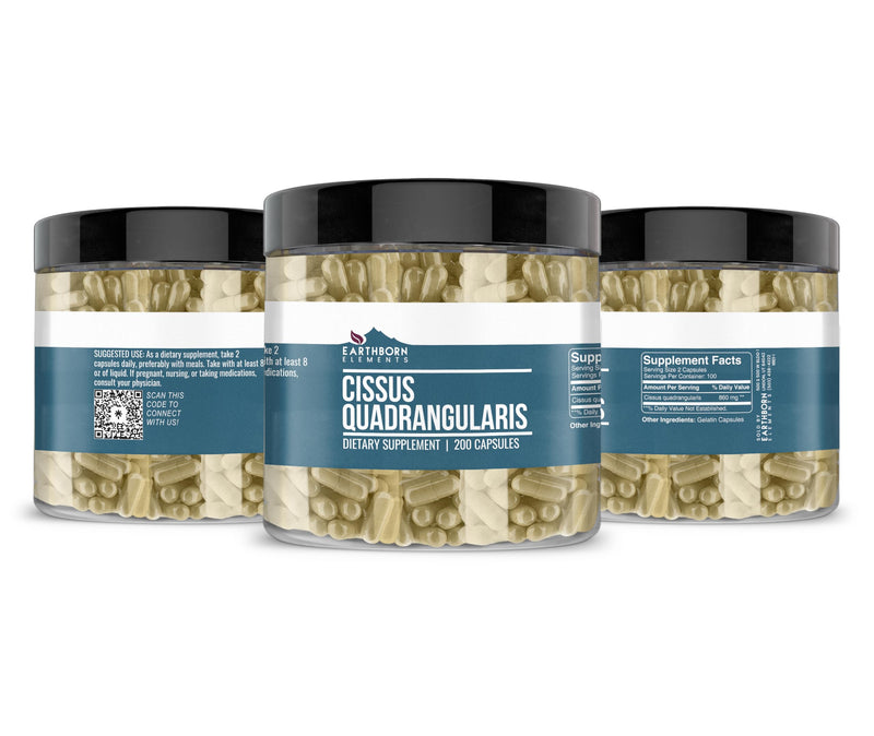 Earthborn Elements Cissus Quadrangularis 200 Capsules – Pure, Undiluted, No Additives