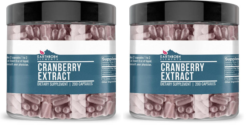 Earthborn Elements Cranberry Extract 200 Capsules – Pure & Undiluted, No Additives (Pack of 2)