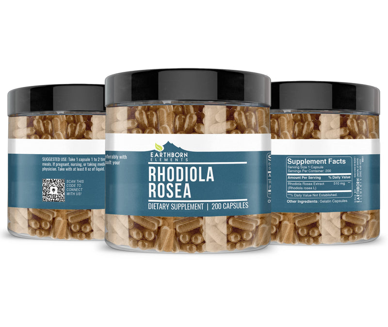 Earthborn Elements Rhodiola Rosea Root Extract - 200 Capsules | Pure & Undiluted