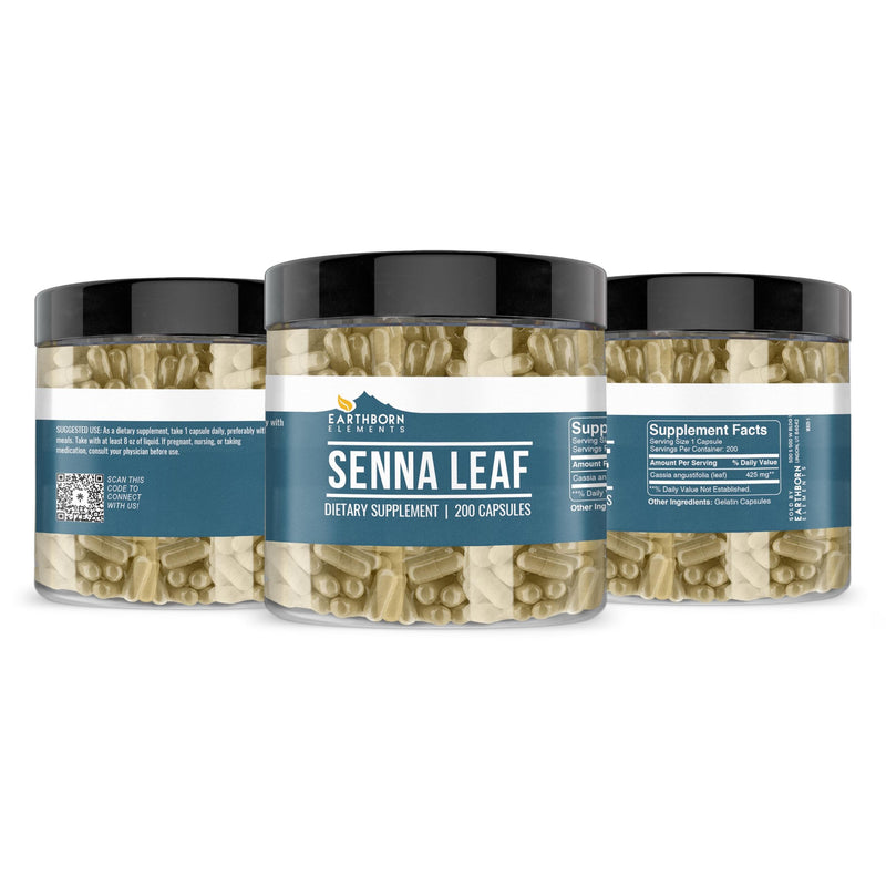 Earthborn Elements Senna Leaf Extract 200 Capsules | Pure & Undiluted