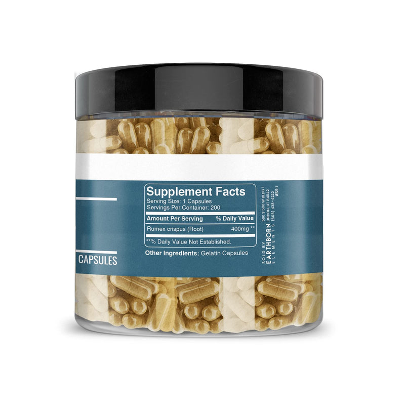 Earthborn Elements Yellow Dock Root 200 Capsules | Pure & Undiluted, No Additives