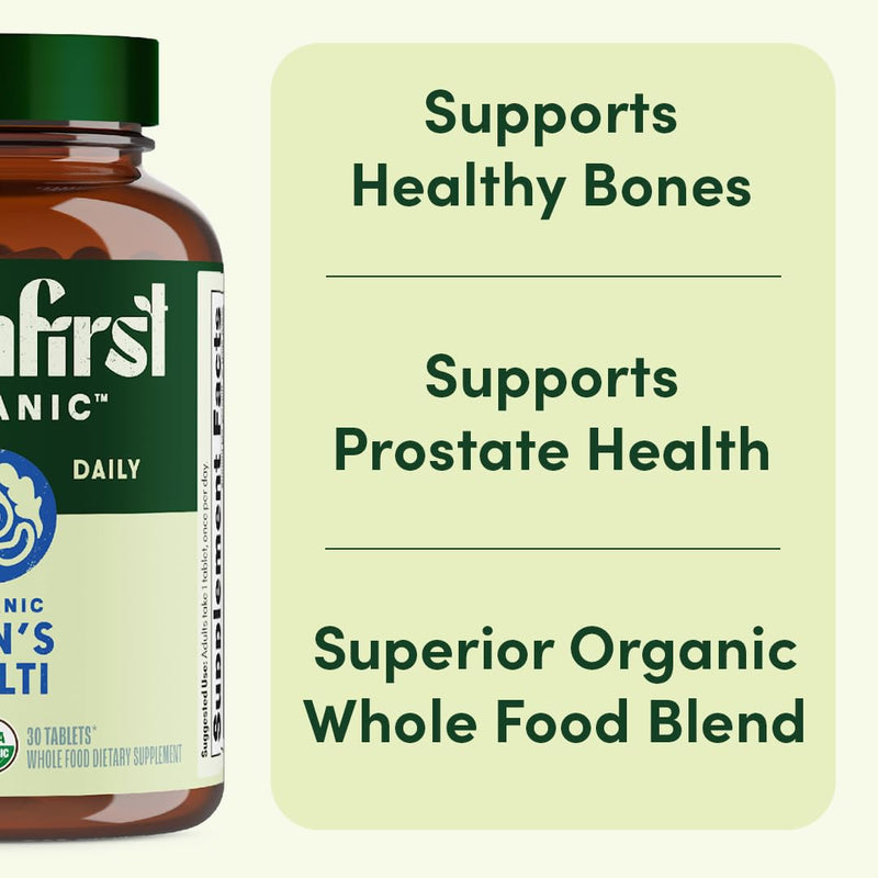 EarthFirst Organic Men’s Multi – Daily Whole-Food Multivitamin, 60 Count, Energy & Immune Support
