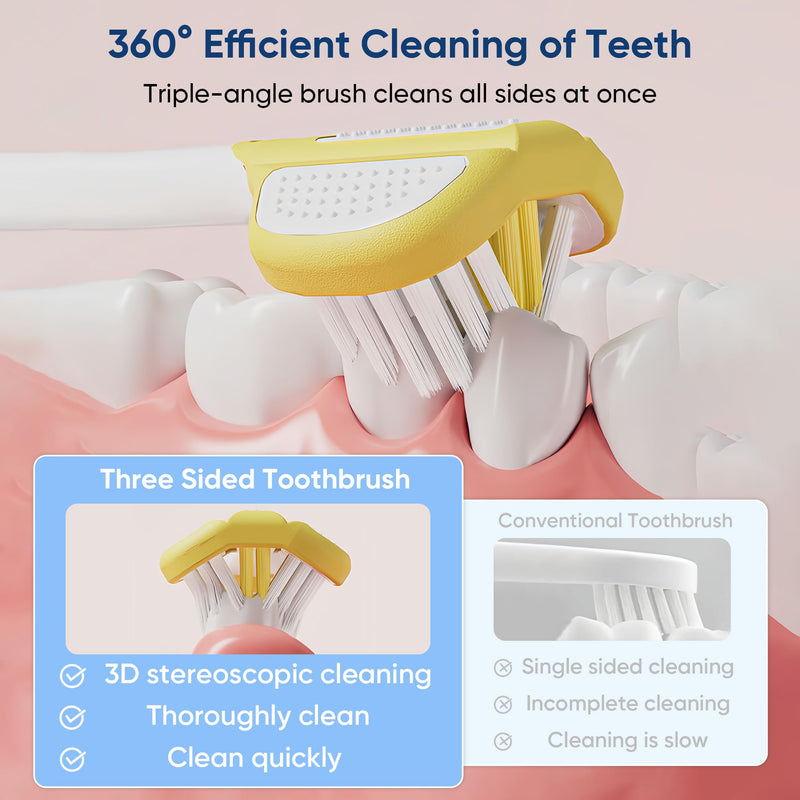 EASICUTI 3-Sided Toddler Toothbrushes - 8-Pack (Ages 1-8) Patent