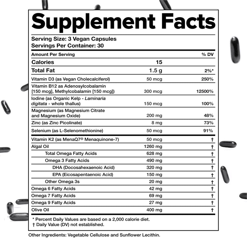 Complement Essential Vegan Multivitamin for Men & Women | Omega-3 DHA/EPA, D3 & K2