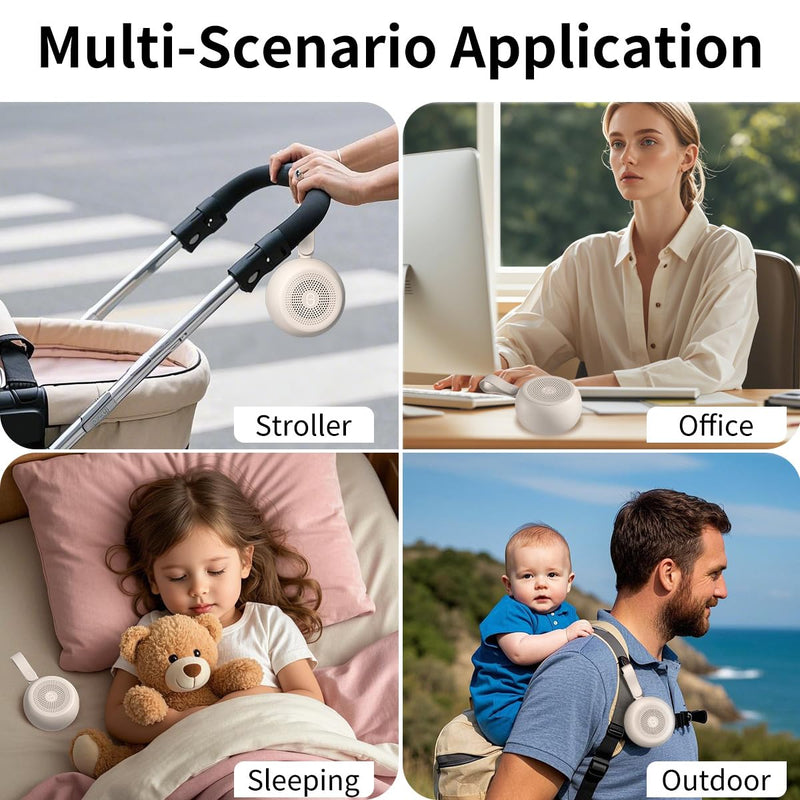 Easysleep White Noise Sound Machine — Portable Sleep Aid with 30 Sounds, 12 Night Light Colors, 4 Timer Memory