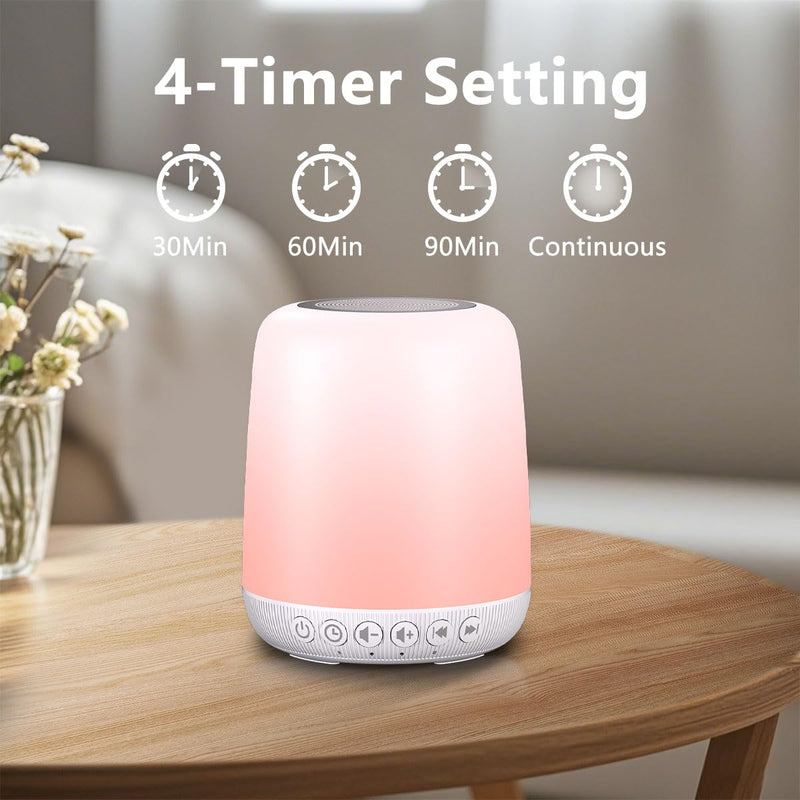 Easysleep White Noise Sound Machine — 30 Sounds, 12 Night Light Colors, App & Touch Control