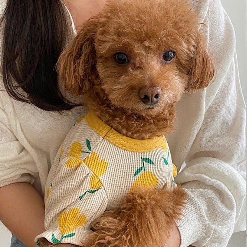Dog Clothes Tulip Full Printed Waffle T-shirt