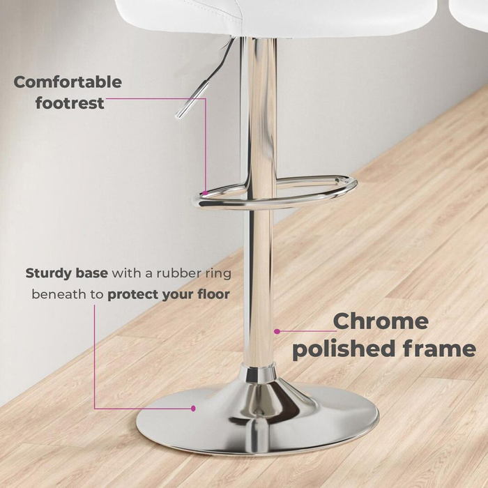 Neo Set of Two White Leather Bar Stools