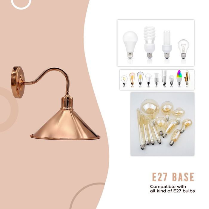 Rose Gold Retro Wall light Sturdy Metal Lamp Shade Lights Classic Style Electroplated Finish E27 lamp