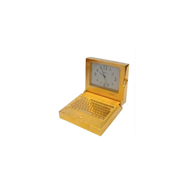 Miniature Clock PC Laptop Computer Goldtone Plated Solid Brass IMP1001G - CLEARANCE NEEDS RE-BATTERY
