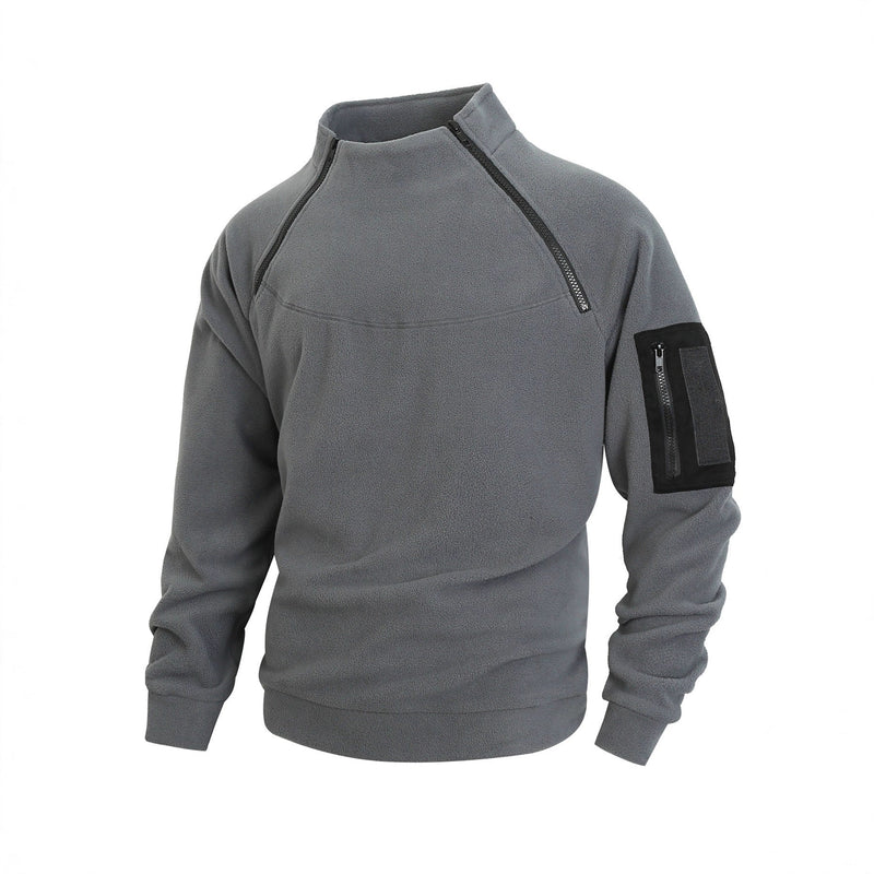 Men's Premium Coral Fleece Pullover Coat - Stand Collar Long Sleeve Winter Jacket