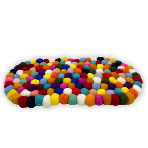 Oval Felt Ball Centre Mat | Multi Colour