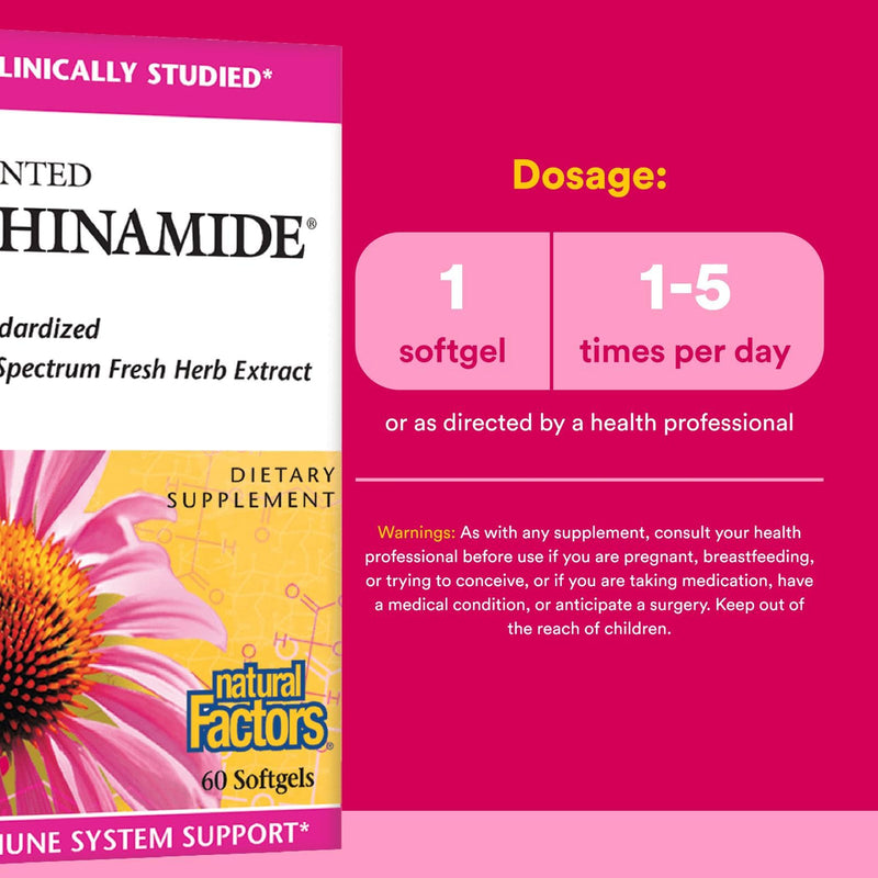 Natural Factors, Echinamide, Echinacea Supplement for Immune and Wellness Support, 60 Softgels