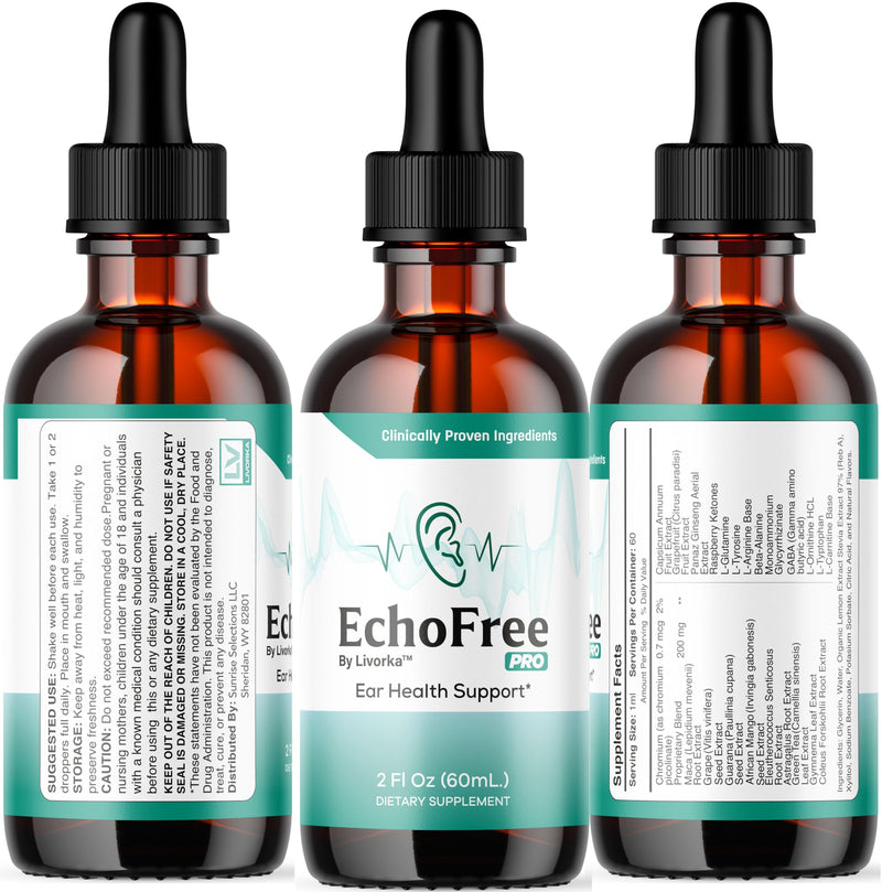 Echo Free Drops 2 Pack: Pro Ear Health Liquid Drops