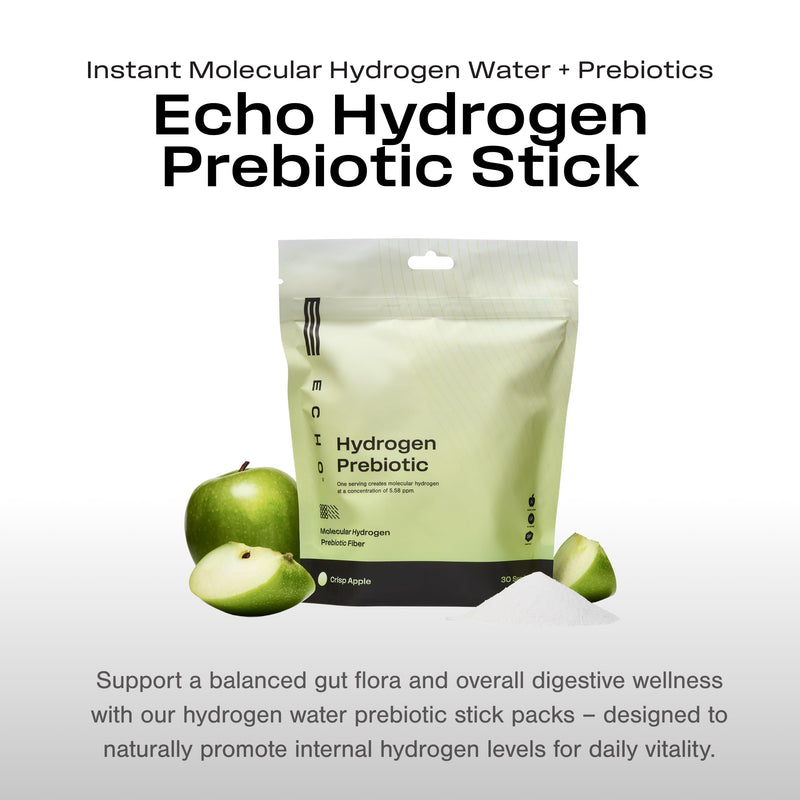 Echo Hydrogen Prebiotic Drink Mix – Digestive Health & On-The-Go Hydration – Crisp Apple (30 Count)