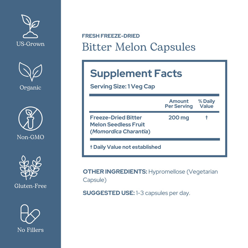 Eclectic Institute Bitter Melon 90 CT | Raw Freeze-Dried 200 mg | Non-GMO, Vegan