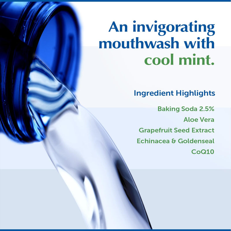 Eco-Dent Alcohol-Free Mint Mouthwash | Baking Soda, CoQ10, 8 oz (Pack of 2)