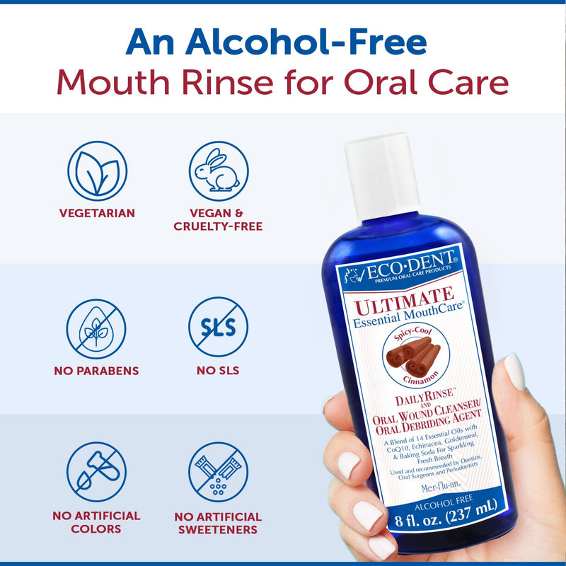Eco-Dent Alcohol-Free Cinnamon Mouthwash – Ultimate Essential MouthCare (8 Fl Oz x 2)