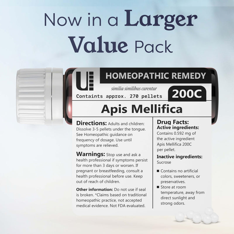 Apis Mellifica 200C Homeopathic Remedy, 270 Pellets | Lactose-Free, 90 Doses
