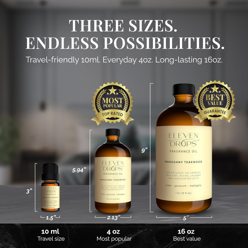 Eleven Drops Mahogany Teakwood Diffuser Oil – Premium 4oz, Made in USA, Pet-Friendly