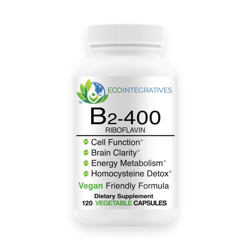 EcoIntegratives B2-400 Pure Riboflavin – Energy, Mental Clarity, Cellular Health | 120 Vegan Capsules